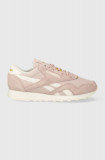 Reebok sneakers din piele &icirc;ntoarsă Classic Nylon culoarea roz