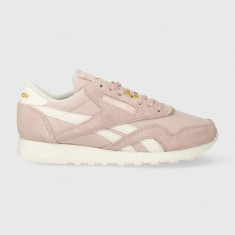 Reebok sneakers din piele întoarsă Classic Nylon culoarea roz