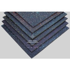 Dale din cauciuc, tartan, patrate, plane, Negru cu granule colorate, 1m x 1m