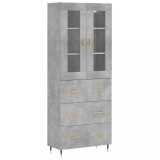 Dulap inalt, gri beton, 69,5x34x180, lemn compozit