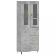 Dulap inalt, gri beton, 69,5x34x180, lemn compozit
