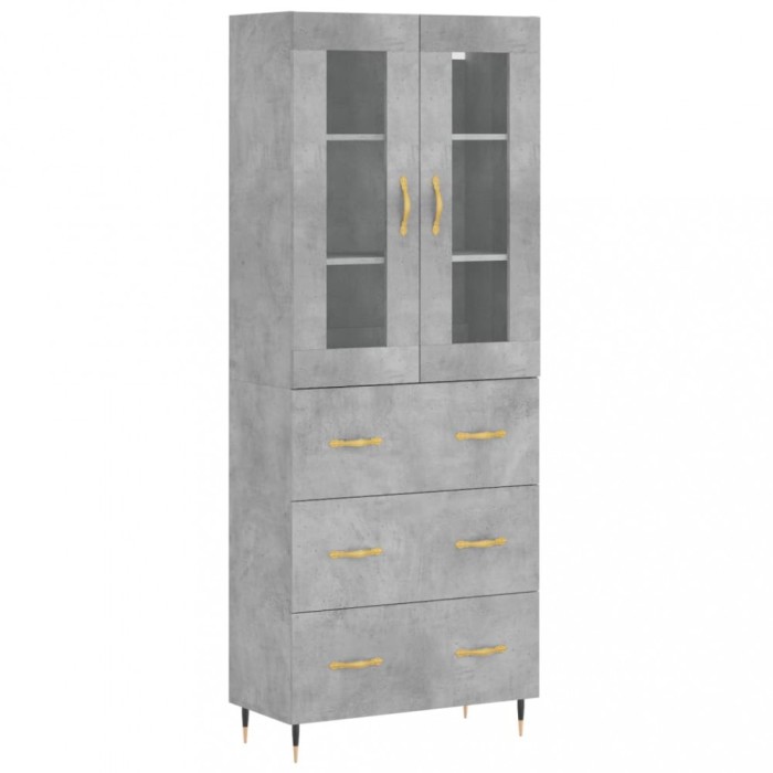 Dulap inalt, gri beton, 69,5x34x180, lemn compozit