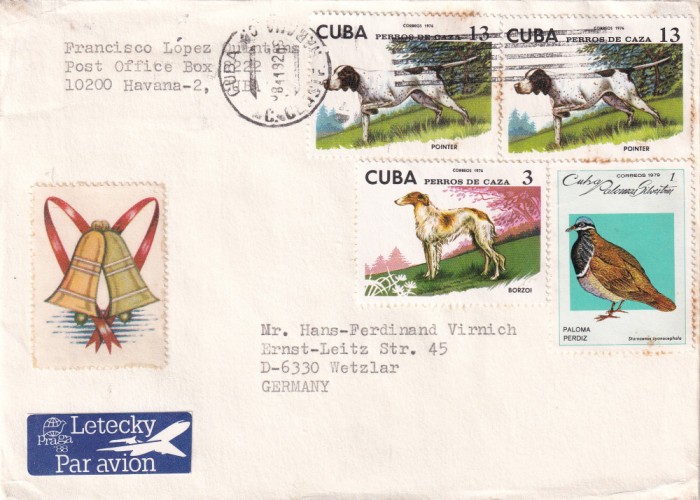 FILATELIE TEMATICA - PLIC CUBA FCD TEMATICA FAUNA CAINI PASARI