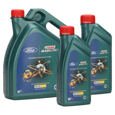 Set Ulei Motor Castrol Magnatec Ford 5W-20 E 5L 15D63F + 2 Buc Ulei Motor Castrol Magnatec Ford 5W-20 E 1L 46077 foto