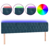 Cumpara ieftin Tablie de pat cu LED, albastru inchis, 200x7x78/88 cm, catifea