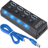 Cumpara ieftin Hub USB cu 4 porturi Iso Trade, USB 3.0, 5V, 5GB/s, 10.5x2x3.5cm, ABS, Negru