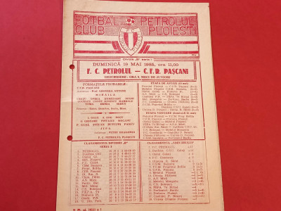 Program meci fotbal PETROLUL PLOIESTI - CFR PASCANI (19.05.1985) foto