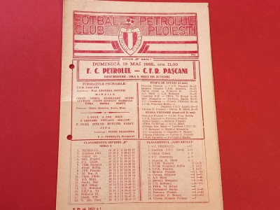 Program meci fotbal PETROLUL PLOIESTI - CFR PASCANI (19.05.1985) foto