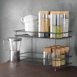 Raft Metalic Organizator, 2 Nivele, Negru, 32.5x15.5x21.5cm, Capacitate 3kg, Oem