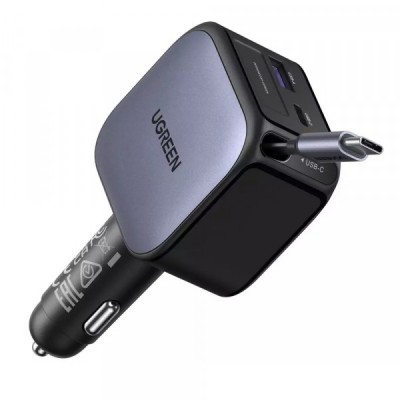 Incarcator Auto Cu Cablu USB-C UGREEN EC603, 90W, 1 x USB-A - 1 x USB-C, Gri foto