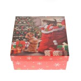 Cutie cadou de Craciun cu pisica si catel 20 cm