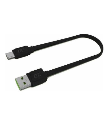Cablu USB 2.0 A mufa - USB type C mufa 0.25m plat negru Green Cell KABGC03 foto