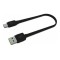 Cablu USB 2.0 A mufa - USB type C mufa 0.25m plat negru Green Cell KABGC03