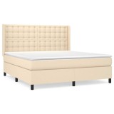Cumpara ieftin Pat continental cu saltea, crem, 180x200 cm, textil
