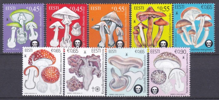 DB1 Estonia Ciuperci Otravitoare Diferiti ani 9 v. MNH