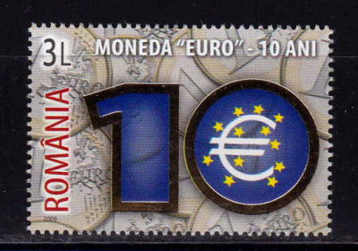 RO 2009 LP 1825 &amp;quot;10 ani moneda EURO&amp;quot; , serie ,MNH foto