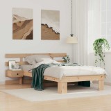 Cadru de pat cu sertar cu headboard Maro 100 x 200 cm Lemn de brad solid