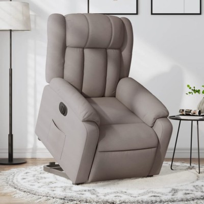 vidaXL Fotoliu electric rabatabil cu ridicare, gri taupe, textil foto