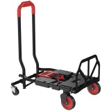 HOMCOM 2-&icirc;n-1 cărucior-platformă pliabil și cărucior pentru saci cu roți pivotante, m&acirc;ner, oțel, p&acirc;nă la 120 kg | Aosom Romania