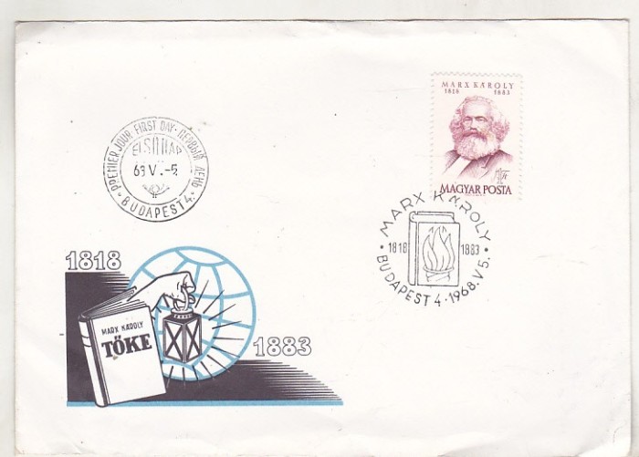 bnk fil Ungaria - FDC 1968 - Karl Marx 1818-1883