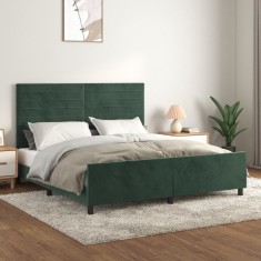 vidaXL Cadru de pat fără saltea, verde &icirc;nchis, 160x200 cm, catifea 3125827