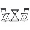 Set mobilier bistro pliabil, 3 piese, negru, poliratan