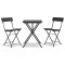Set mobilier bistro pliabil, 3 piese, negru, poliratan