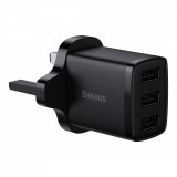 &Icirc;ncărcător Baseus Compact 3x USB 17W Mufă UK Negru (CCXJ020301)