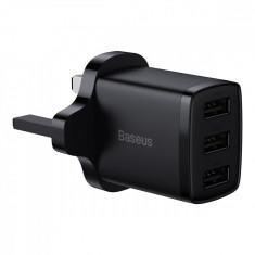 Încărcător Baseus Compact 3x USB 17W Mufă UK Negru (CCXJ020301)