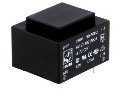 Transformator &amp;Icirc;ncapsulat 1VA 230V 15V pentru PCB foto