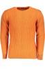 Pulover barbati cu aspect tricotat si guler portocaliu, M, U.S. GRAND POLO EQUIPMENT &amp; APPAREL