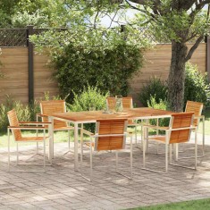 vidaXL Set de masă pentru grădină 7 pcs Lemn masiv de teak 3334826