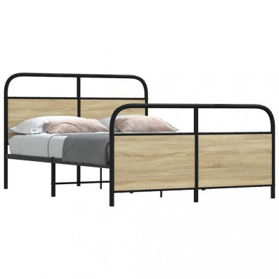 vidaXL Cadru de pat fără saltea 120x190 cm Lemn derivat stejar Sonoma 4100273 foto