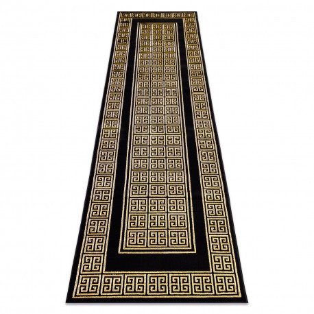 Modern GLOSS covor, traversa 6776 86 stilat, cadru, grecesc negru / aur, 70x200 cm