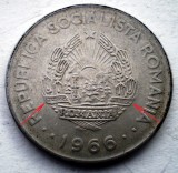 Moneda 1 Leu 1966 RSR Romania, Varianta Rara Panglica Tricolora, KM#95