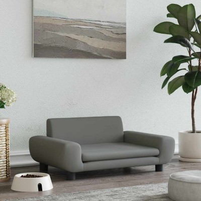 Pat de c&amp;acirc;ini, gri &amp;icirc;nchis, 70x45x33 cm, catifea foto