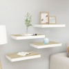 Gossi rafturi perete suspendate 4 buc. alb/stejar 50x23x3,8cm mdf