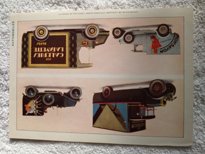 Plansa VECHE color prezentare comerciala autovehicule cu reclame ,anii 1930 -1940 foto