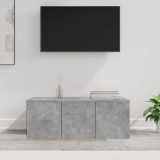 Dulap TV Gossi Gri Beton 80x34x30 cm, Lemn Prelucrat, 3 Sertare, Comoda TV Living