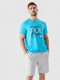Tricou regular cu imprimeu pentru bărbați - turcoaz, 4F Sportswear