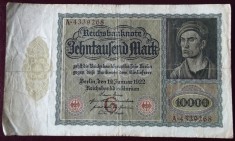 Germania 10.000 10000 Mark 1922 seria 268 dimensiune 210x124 mm ** foto