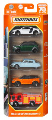 MATCHBOX SET 5 MASINUTE METALICE MBX EUROPEAN HIGHWAYS SCARA 1:64 SuperHeroes ToysZone foto