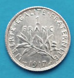 FRANTA 1 FRANC 1917 ARGINT STAREEXCELENTA SPRE AUNC, Europa