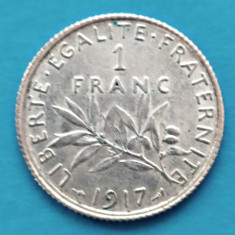 FRANTA 1 FRANC 1917 ARGINT STAREEXCELENTA SPRE AUNC