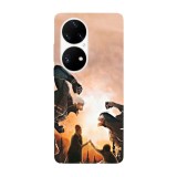 Husa compatibila cu Huawei P50 model Attack on titan fight, Silicon, TPU, Viceversa, Transparent, Carcasa