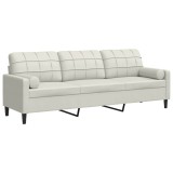 Cumpara ieftin Canapea cu 3 locuri cu pernute, crem, 210 cm, catifea