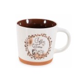 Cumpara ieftin Cana cafea portelan maro alb &Oslash; 9,5 cm x 9 H, 350 ml