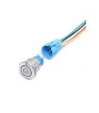 Intrerupator buton SW 4 OFF-(ON) fara retinere metal 22mm 12-24V LED albastru