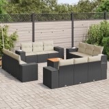 Cumpara ieftin Gossi set mobilier de gradina cu perne, 13 piese, negru, poliratan