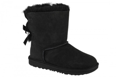 Cizme de iarna UGG Bailey Bow II Kids 1017394K-BLK negru foto